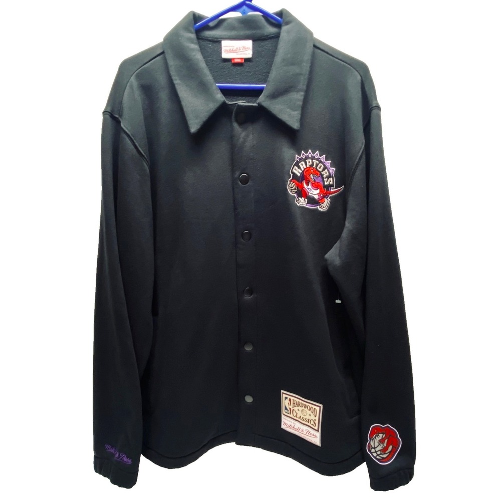 Toronto Raptors Coaches Basketball Club Jacket L Black Full-Snap‎ HWC Mitch Ness